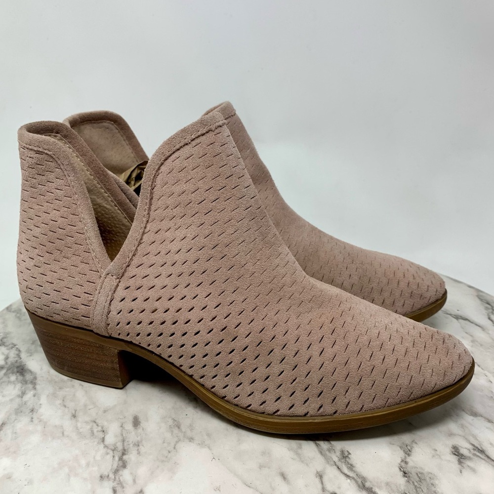 Lucky Brand Baley Perforated Chop Out Suede Booties 7 Bohemian Western Classic